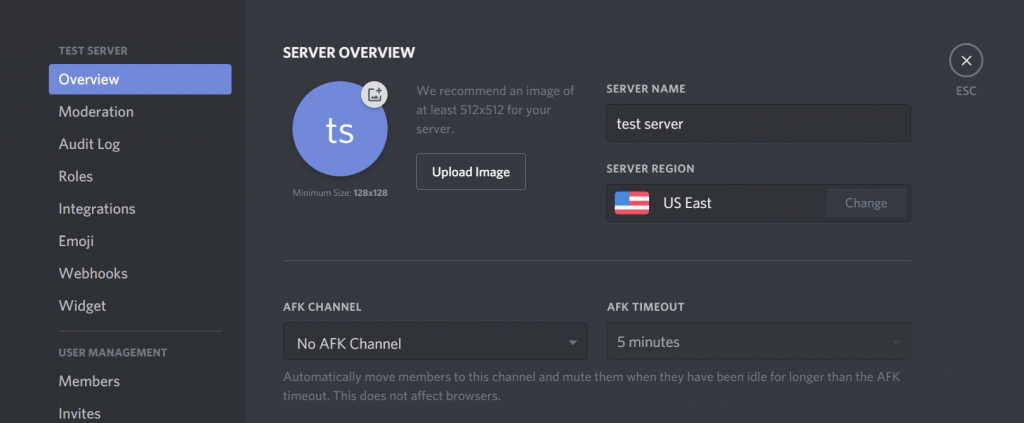 Modify region settings in Discord