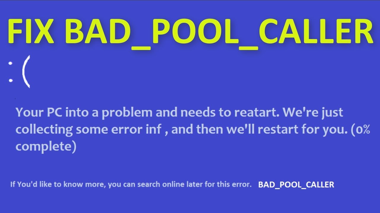 Facing Bad Pool Caller Blue Screen Of Death Error 