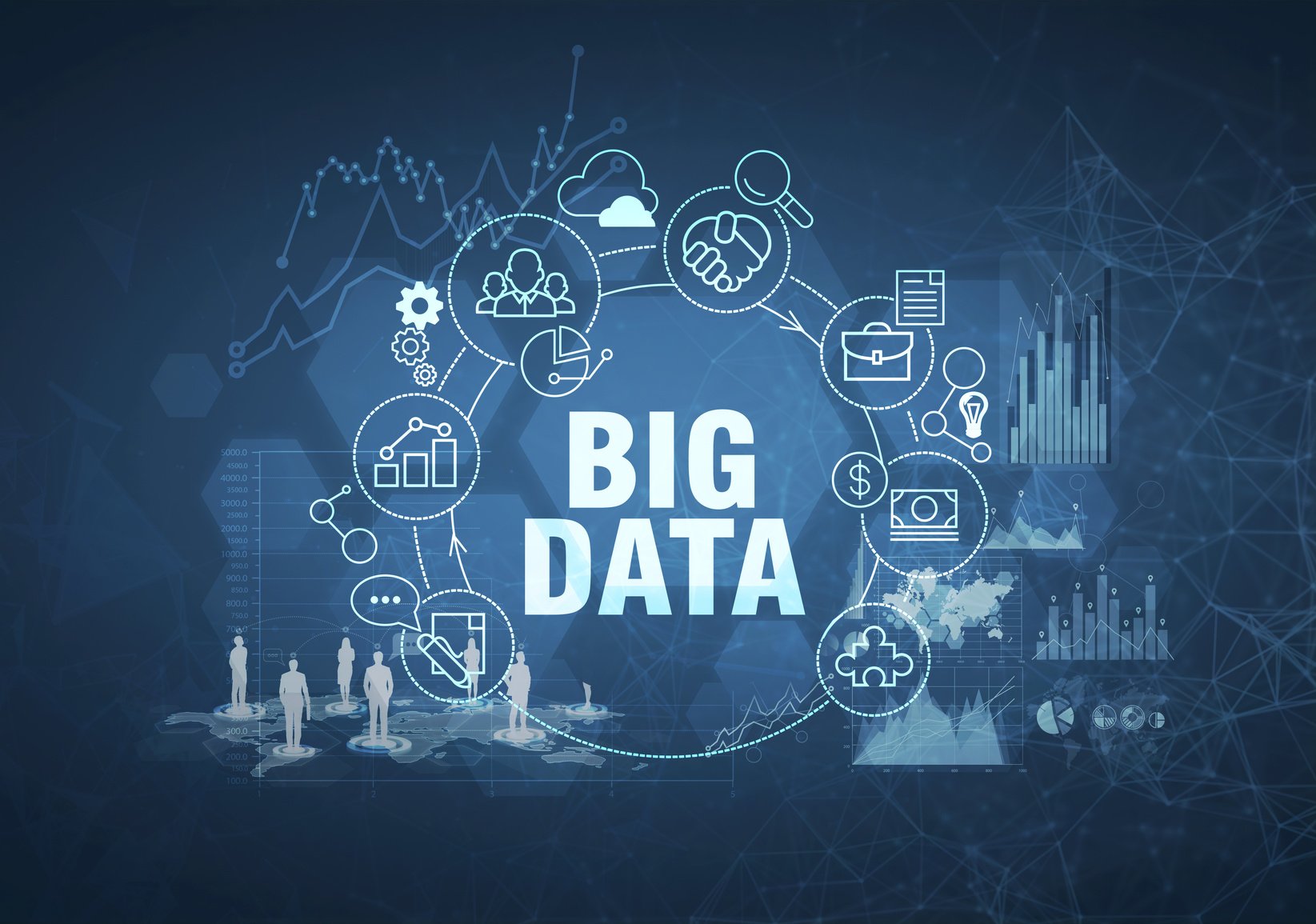 Big data concept, dark blue background
